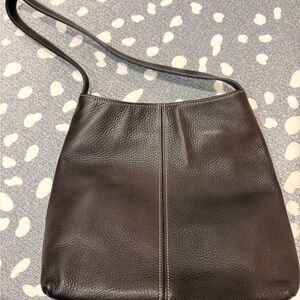Brown Pebbled Leather Shoulder Bag from Italy